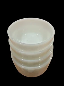 Vintage Anchor Hocking Fire King Milk Glass Custard Prep Bowls 5oz Lot Set Of 4 - Picture 1 of 4