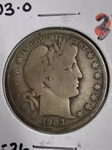 1903-O Barber Half Dollar, 4 Letters Visible, Free Shipping - Picture 1 of 2