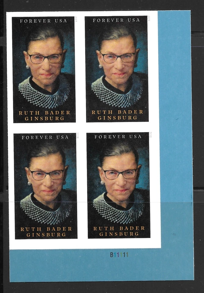 Scott #5821a IMPERFORATE (NO DIE-CUT) Ruth Bader-Ginsburg, Plate Block of 4, MNH - Image 1 of 1