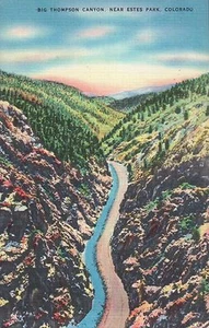 Thompson Canyon in der Nähe von Estes Park, Colorado, CO --- alte Vintage Leinen-Postkarte - Bild 1 von 1