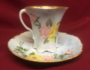 Vintage Rosenthal Floral Chocolate Cup & Saucer #2 Hand Painted - Picture 1 of 5