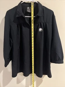 Taco Bell Women Top XL Black Button Up Collar Logo Embroidered 3/4 Sleeve - Picture 1 of 2