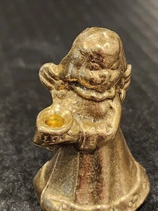 Massiver Messing Engel Kerze Schnuller 2,5" Vintage Miniatur Weihnachtsfigur - Bild 1 von 9
