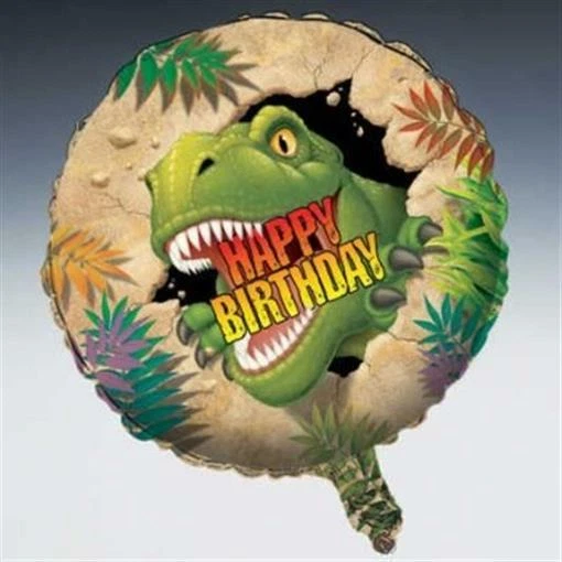 Dino Blast 18" Foil Balloon Happy Birthday Dinosaur Birthday Party Decoration - Image 1 of 3