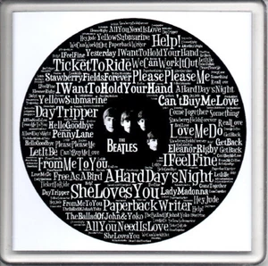BEATLES Acryl Bier Getränk Matte Untersetzer Wort Kunst Song Titel 4" x 4" NEU - Bild 1 von 1