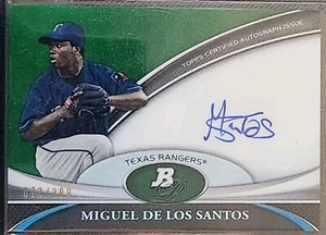 2011 Bowman Platinum Autographs Green Refractors Miguel De Los Santos #072/399 - Foto 1 di 2