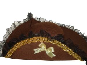 Tricorn Merchant Hat - Fancy Dress Costume Accessory - Felt - Old Brown