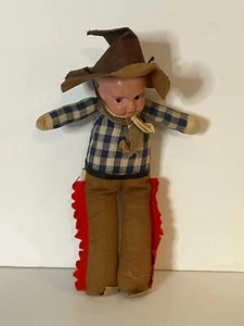 VINTAGE COWBOY COMPOSITION DOLL OLD UNBRANDED MADE IN JAPAN - Picture 1 of 2
