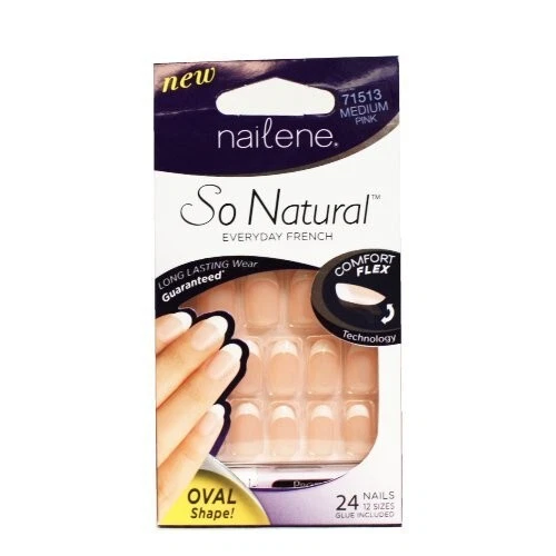 NAILENE So Natural Everyday French PRENS ON NAILS 71513 OVALADO ROSA MEDIO - NUEVO Foto 1 de 1