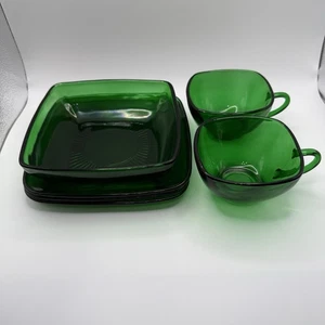 6pc Anchor Hocking Forest Green CHARM Misc Lot VTG MCM 1950s - Picture 1 of 7