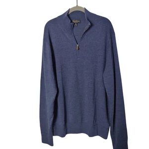 Brooks Brothers Herren Gr. XL blau 100% sächsische Wolle Quarter Zip Pullover Sweater - Bild 1 von 6