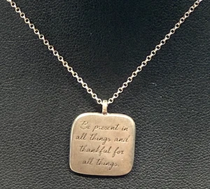 Sterling Silver Inspirational Pendant Necklace “Be Present And Thankful…” 18-20" - Picture 1 of 9