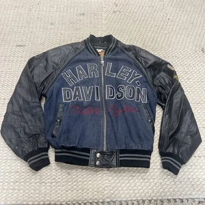Vintage Herren Harley Davidson Denim Lederjacke Small - Bild 1 von 17