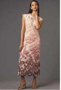 Anthropologie Let Me Be Midi Slip Dress Women Sheer Ombré Preppy Retro Small NWT - Picture 1 of 14