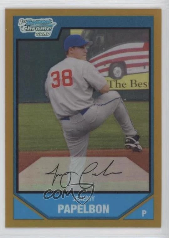 2007 Bowman Chrome Prospects Gold Refractor /50 Jeremy Papelbon #BC6 - Image 1 of 2