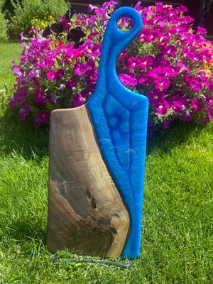 Tabla de charcutería - Bandeja de madera para servir con acento acrílico - Carne, tabla de masticar Foto 1 de 2