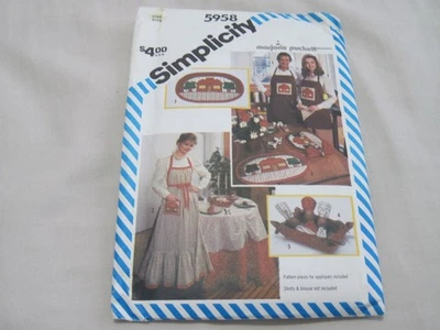 Simplicity 5958 Pattern His &Hers Aprons Placemats Napkins Tablecloth Prairie - Image 1 of 4