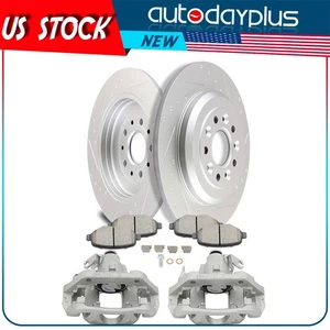 Rear Disc Drilled Rotors Pads and Brake Calipers For 2011 2012-2015 Lincoln MKX - Picture 1 of 15
