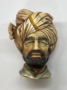 Statuina vintage firmata J. Ryan turbante uomo testa di bisque corona reale - Foto 1 di 10