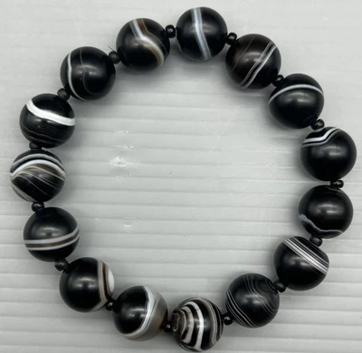 Vintage Armband aus gebändertem Achat Perlen Sulemani Babagoria Achat Perlen - Bild 1 von 4