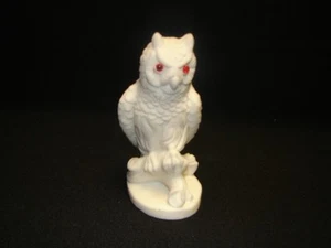 Vintage Alabaster handgeschnitzt weiße Eule 4 3/4 cm groß - Bild 1 von 4