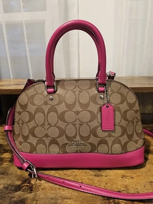 Bandolera Coach Mini Sierra de lona recubierta caqui magenta f27583 Foto 1 de 4
