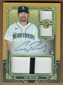 Topps Triple Threads Gold 2022 #RFPARCR Cal Raleigh JSY automático #9/35 - Imagen 1 de 2