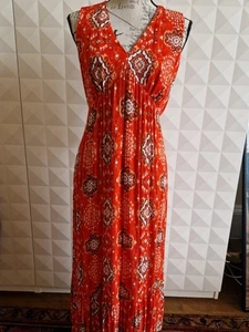 M&S BATIK PRINT V-NECK MIDAXI DRESS, FRILL HEMLINE. SIZE 12 PETITE. NWT - Picture 1 of 6