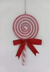 Caprichoso Piruleta Remolino Adorno Rojo Blanco Cinta Texturizada Navidad 7" - Imagen 1 de 5