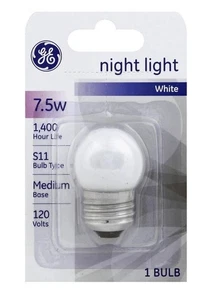 GE Night Light Bulb, White, 7.5-Watts S11 - Picture 1 of 4