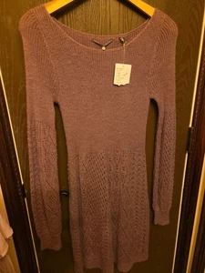 Neu mit Etikett Anthropologie Damen-Strickpullover-Minikleid Größe Medium lila Reim - Bild 1 von 14