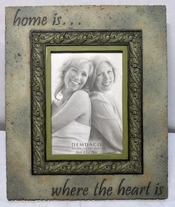 Frame Home is Where the Heart Is green 3.75"x5" Heartstone resin looks stone - Picture 1 of 7