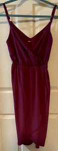 Women’s Size XS/S Purple Midi Elastic Waist Slip Dress Spaghetti Straps Silky - Picture 1 of 9