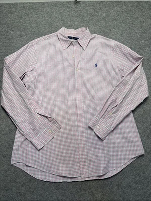 Polo Ralph Lauren L Plaid Button Down Shirt Pink Green Blue Cotton Pony Logo - Image 1 of 4