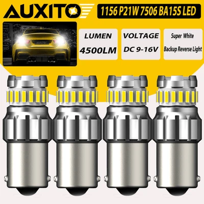 4x AUXITO 1156 LED Reverse Light Canbus Backup Bulb 6500K White Parking DRL Lamp Foto 1 de 4
