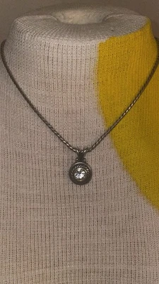 Brighton HEIRESS Silver Crystal Roped Gold Circle Pendant Thick Necklace - Image 1 of 3