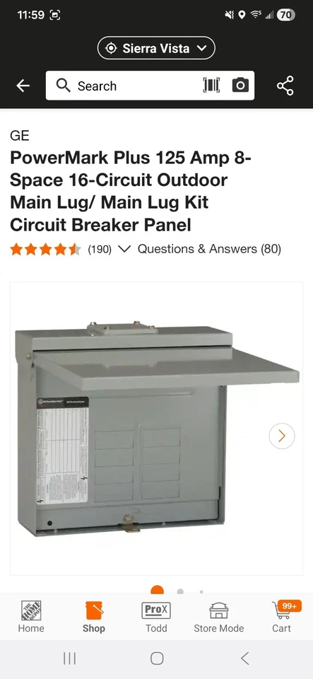 PowerMark Plus 125 Amp 8 Espacios 16 Circuitos Exterior Terminal Principal/Terminal Principal Foto 1 de 1