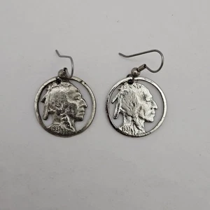 Ohrhänger Cut Out Münze Indianerkopf Büffelnickel 1937 - Bild 1 von 5