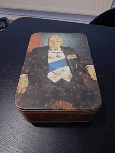 Vintage Winston Churchill Elkes British Biscuits leere Keksdose England - Bild 1 von 12