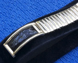 Atemberaubendes Gold & Schwarz Krokodil 16mm Amerikanisches Uhrenarmband New Old Stock 50er/60er - Bild 1 von 3