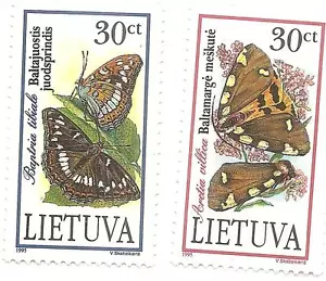 Litauen , Litauen 1995 Schmetterlinge Insekten 2v Set MNH - Bild 1 von 1