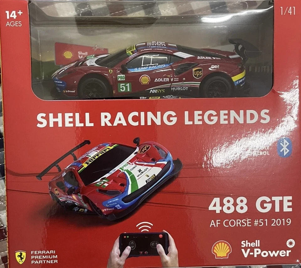 Shell V Power Ferrari 488 GTE 1:41 Bluetooth Remote Control RC Car - Image 1 of 2