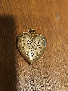 Antico medaglione cuore pieno oro 12 kt vintage - Foto 1 di 5
