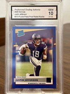 2020 Donruss #313 Justin Jefferson Rated Rookie - PRESS PROOF - Gem Mint 10 - Picture 1 of 2
