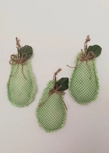 Primitive Look Stoff Birnen / Grün Gingham Stoff / Landhaus Landhaus Tier Tablett  - Bild 1 von 2