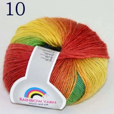 Sale Colorful Rainbow Scarf Shawl Cashmere Wool Hand Knit Yarn 1 Skeinx50g 10 - Image 1 of 4