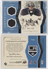 2011-12 Upper Deck Artifacts Treasured Swatches Blue /135 Jonathan Quick #TS-JQ