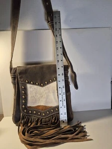 Cartera Bandolera Khangura Cuero Piel Marrón Falta Tachuela - Imagen 1 de 9
