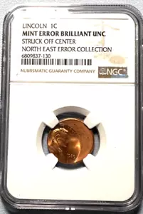 1985 Lincoln Cent Mint Error Struck Off Center - North East Error Collection NGC - Picture 1 of 2