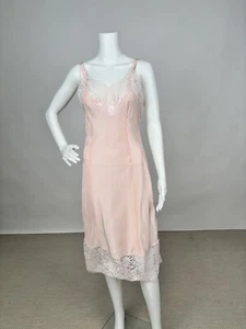 Vintage 1960s Acetate Slip Dress Pale Pink Floral Lace Lingerie boudoir Sexy - Picture 1 of 11